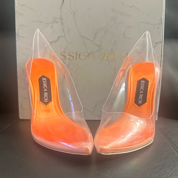 Jessica Rich “So Fancy” Orange & Clear Stiletto - Size 39 (US 9) NWT - Picture 3 of 14
